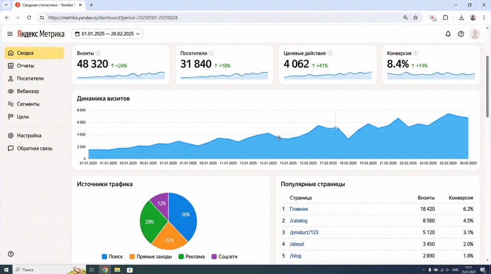 Дашборд Яндекс.Метрики